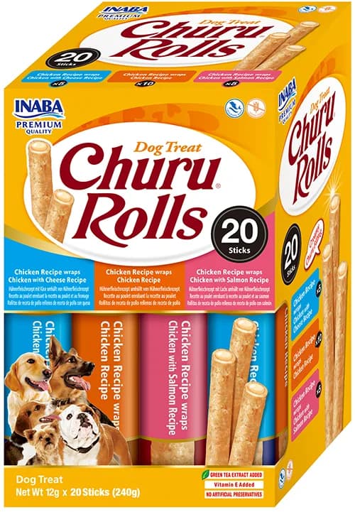 INABA DOG CHURU ROLLS VARIETY Mix przysmaków 20 × 12 g (240 g)