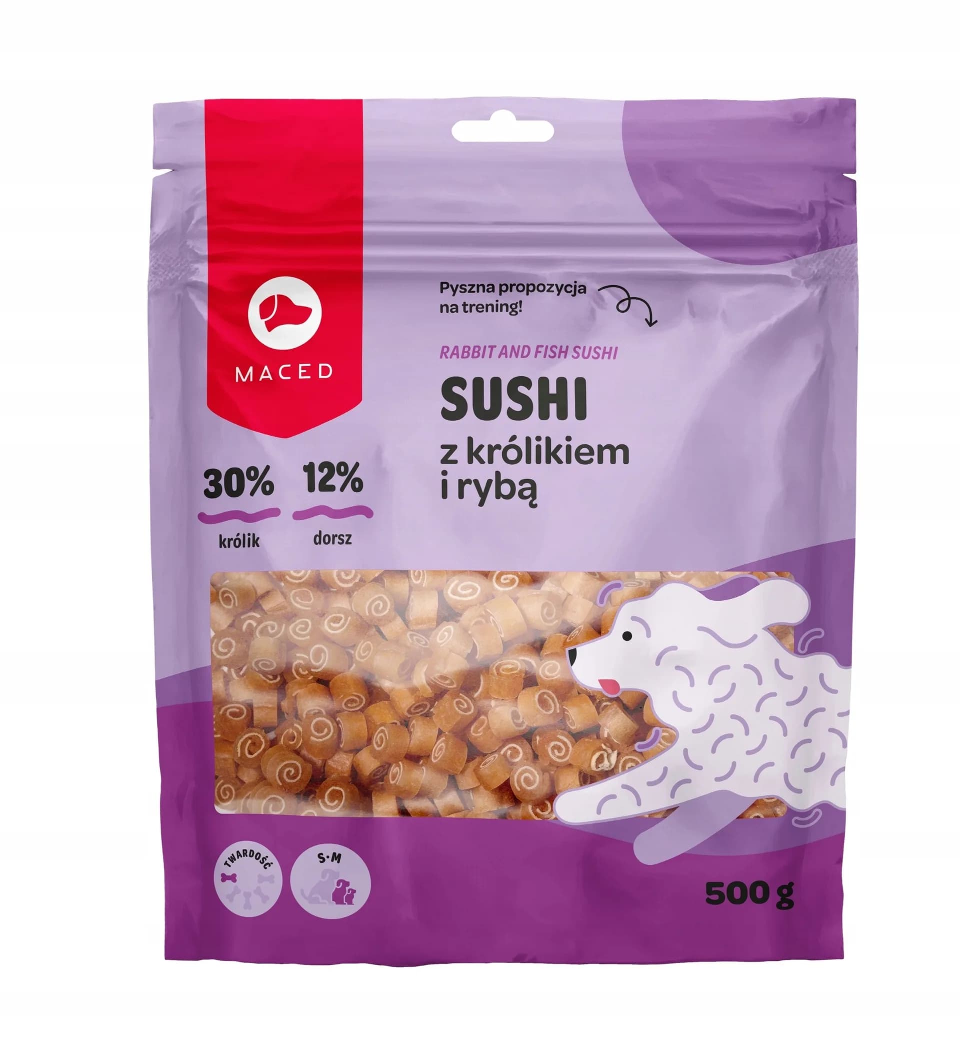 Treserki Przysmaki dla Psów Maced Sushi Królik i Ryba Psie Smakołyki 500 g