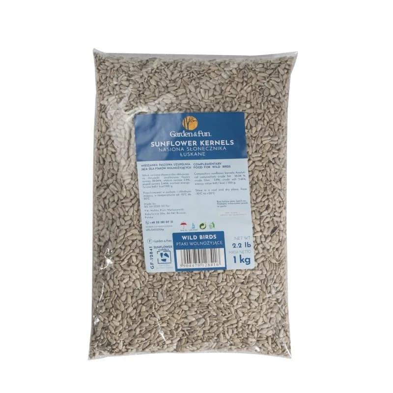 GARDEN&FUN Pokarm Nasiona słonecznika łuskane dla ptaków wolnożyjących 1 kg