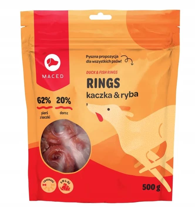 Przysmaki dla Psów Maced Rings Pierścienie z Kaczką i Rybą Smakołyki 500 g
