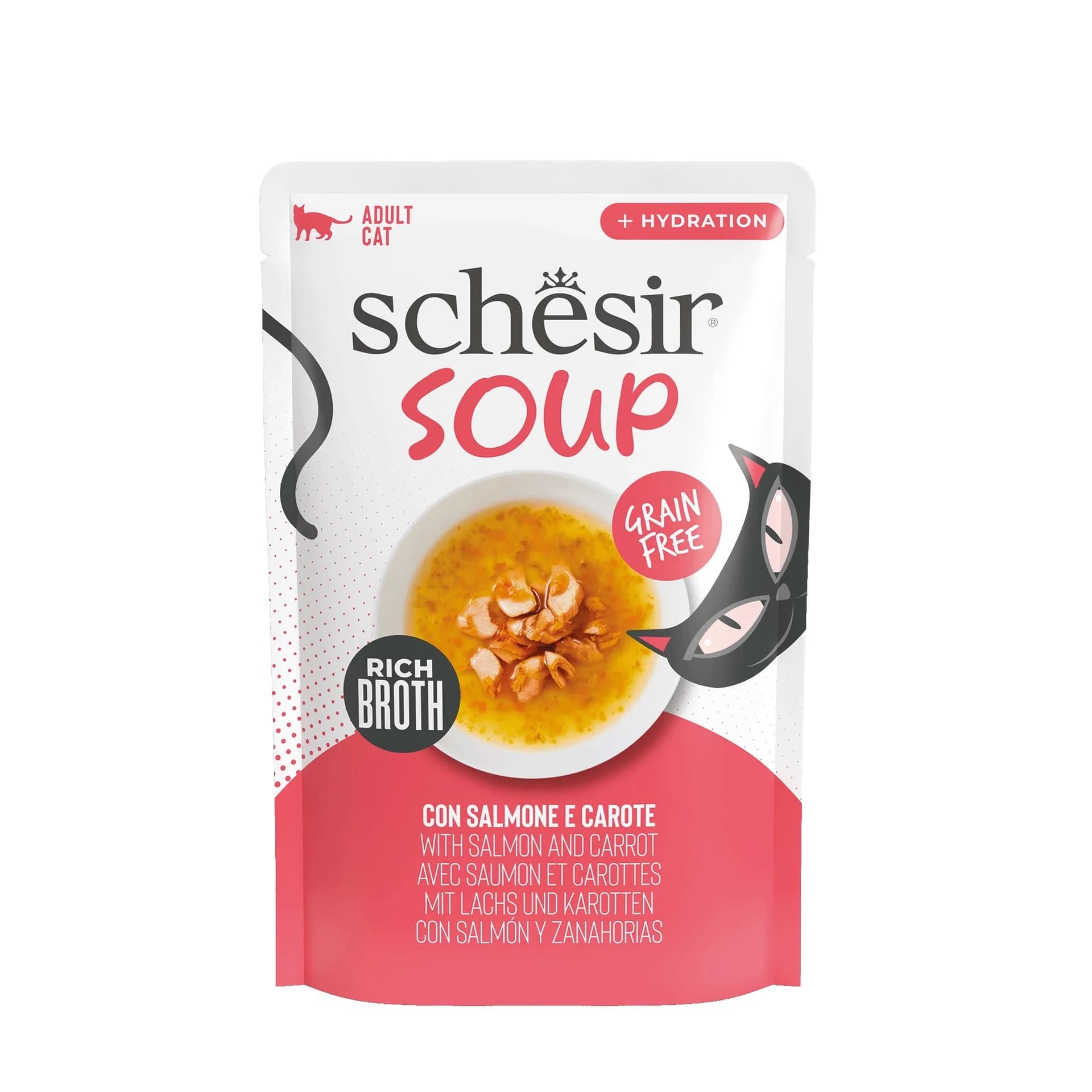 Schesir karma mokra dla kota zupa łosoś z marchewką 60 g