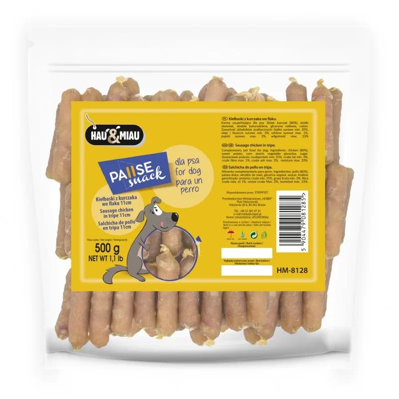 Hau&Miau Kiełbaski z kurczaka we flaku dla psa 500 g