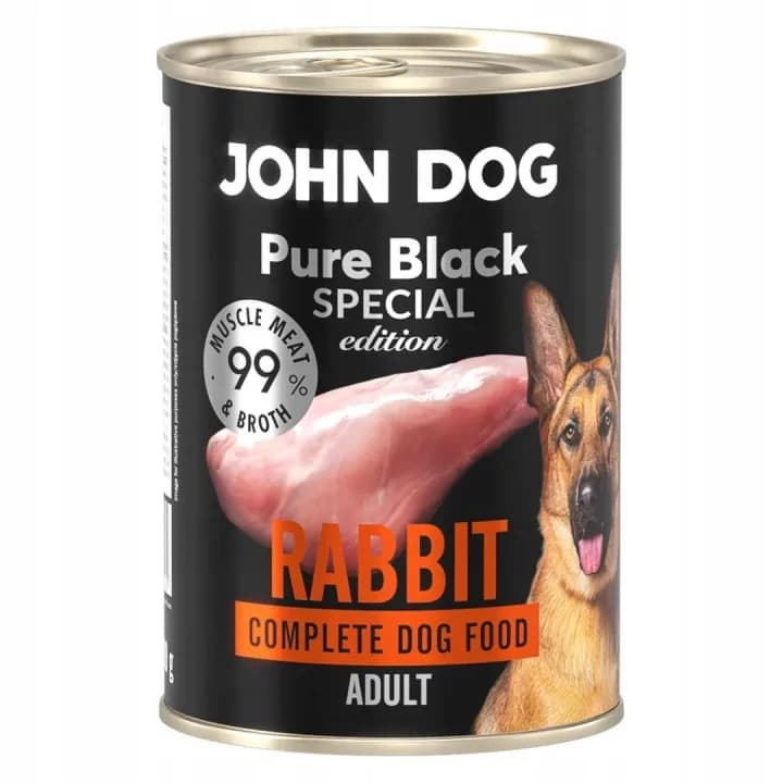 John Dog Pure Black Special Edition 400 g Karma Mokra Dla Psa z Królikiem
