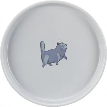 Trixie, Miska dla kota szara, ceramiczna, 0,6 l/13 cm, płaska i szeroka wersja