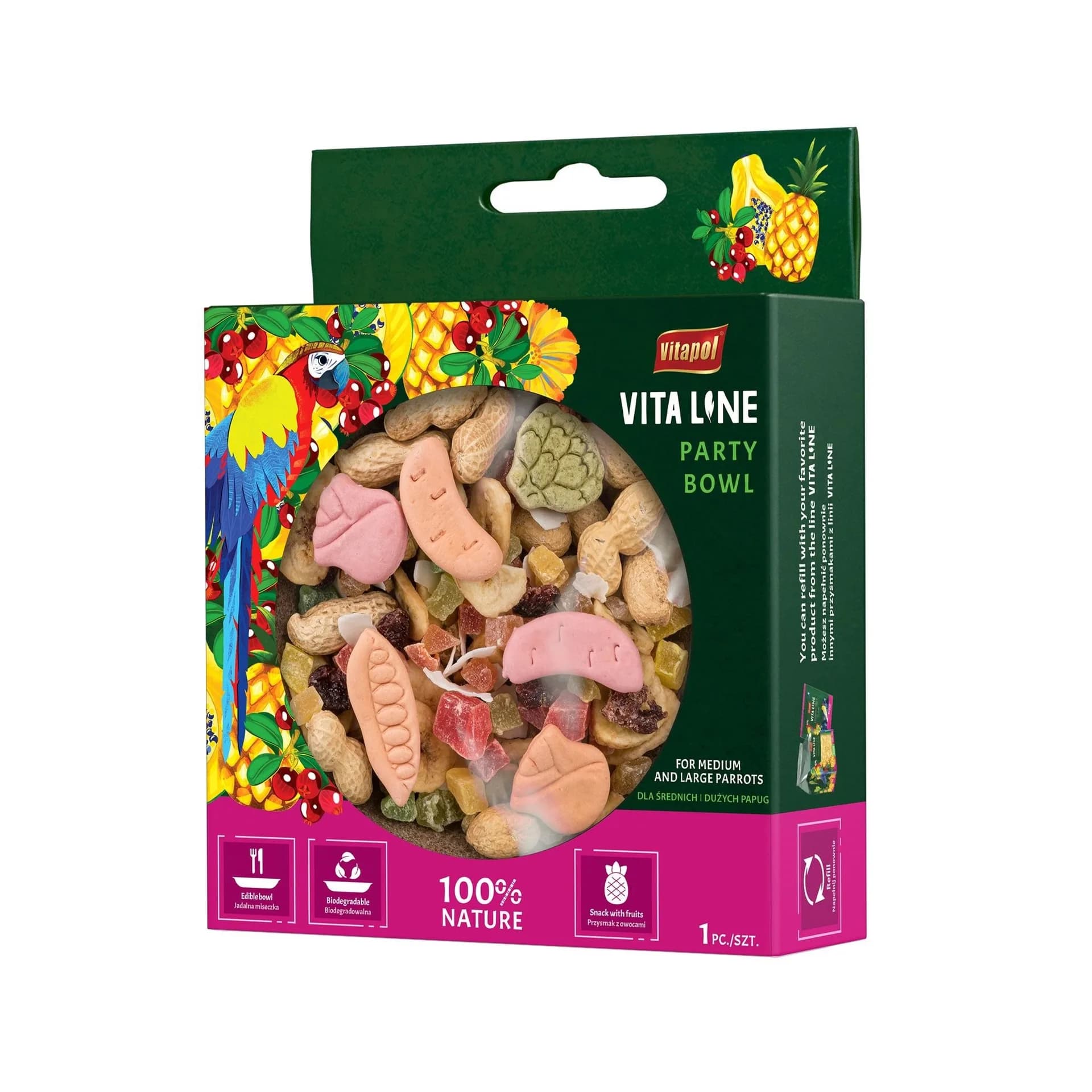 Vitaline Party Bowl dla średnich i dużych papug w jadalnej misce 1 sztuka