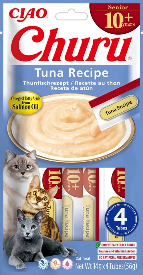 INABA CAT CHURU SENIOR Tuńczyk – Przysmak dla starszego kota 4 × 14 g (56 g)