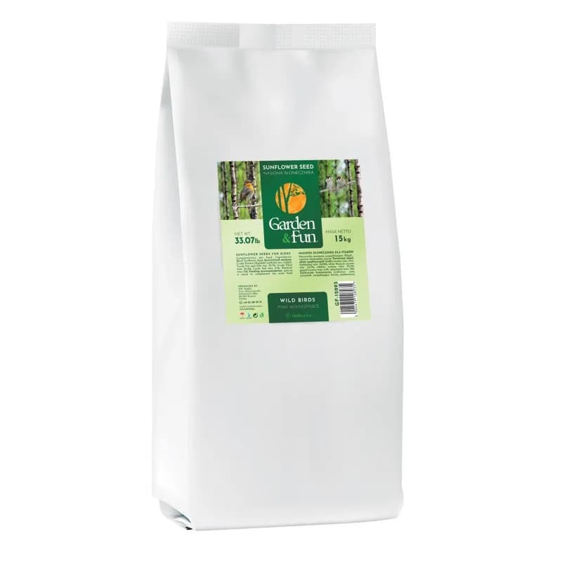 GARDEN&FUN Przysmak Nasiona słonecznika czarnego dla ptaków 15 kg