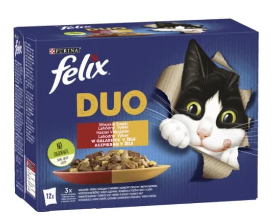 FELIX FANTASTIC DUO Saszetki dla kota Mięso 12 × 85 g