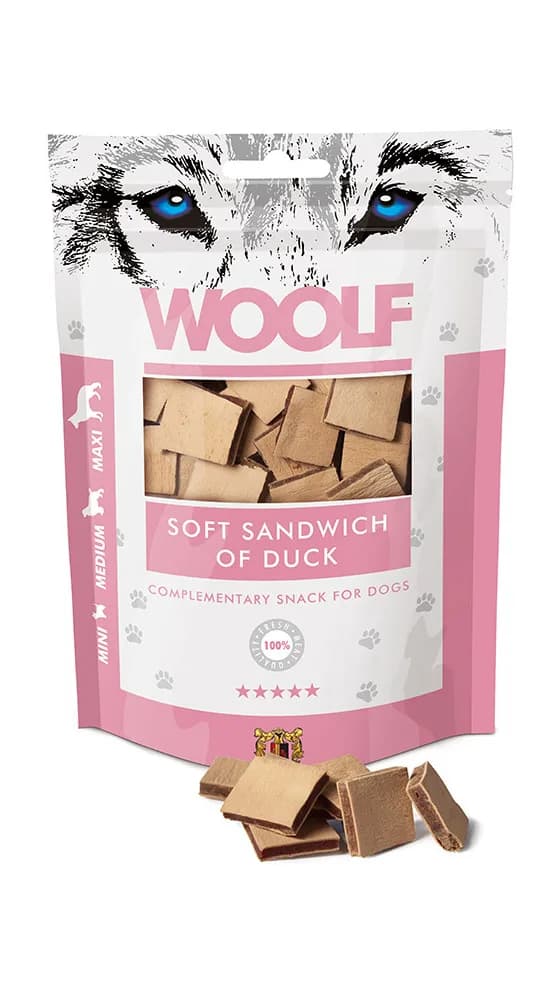 WOOLF SOFT SANDWICH OF DUCK Miękki Przysmak dla Psa z Kaczką 100 g