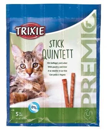 PREMIO Quadro-Sticks - Paluszki drób/wątróbka Antykłaczek - Przysmak dla kota