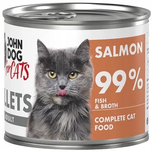 John Dog for Cats Filety karma mokra z łososiem dla dorosłych kotów 140 g