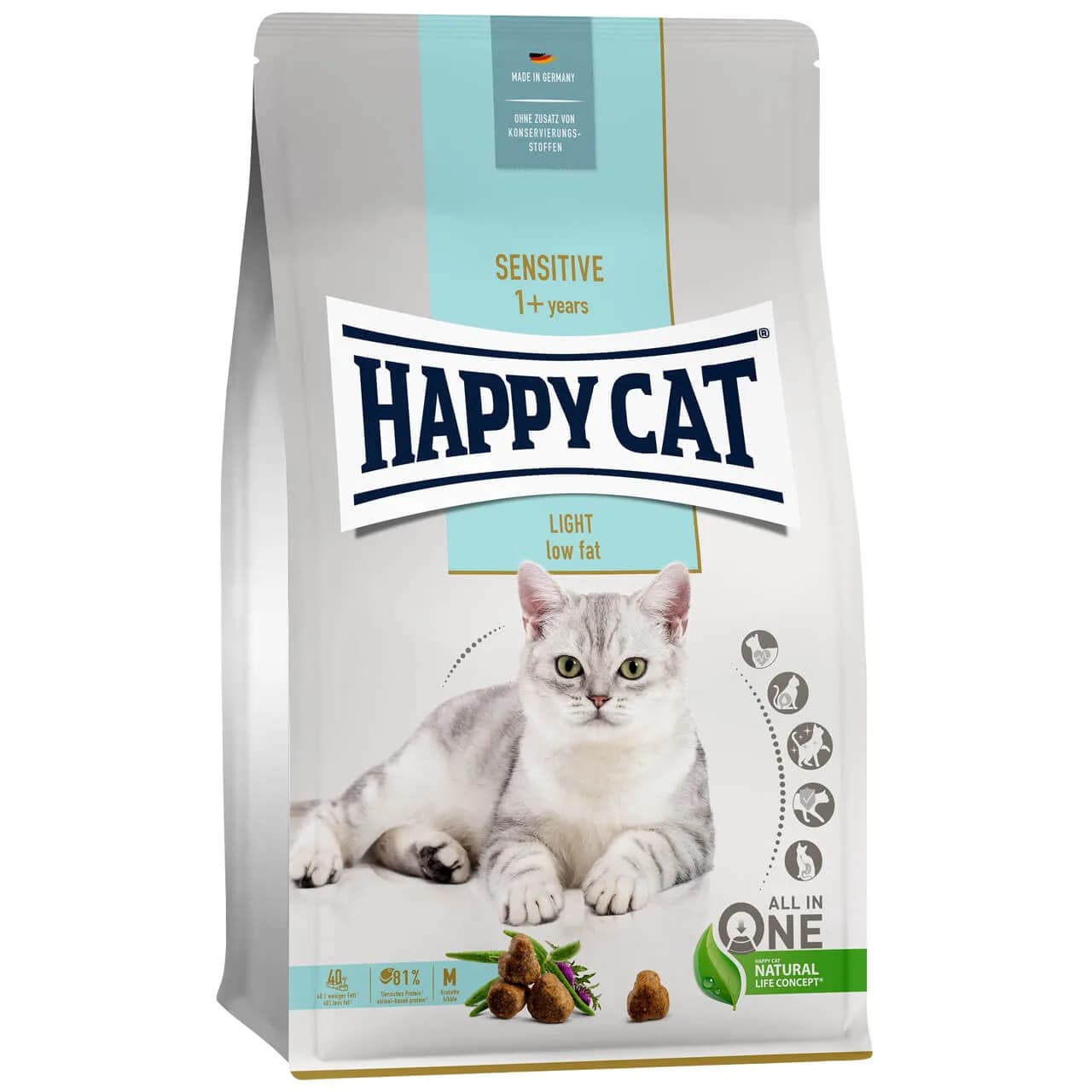 Happy Cat Care Adult Light karma sucha z drobiem i łososiem dla dorosłych kotów z tendencją do nadwagi