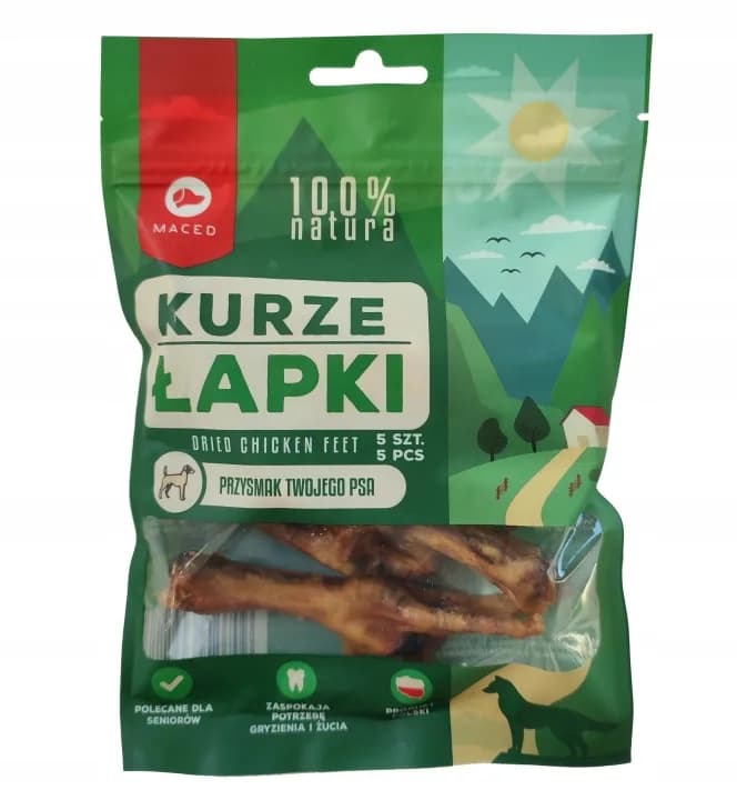 Naturalne Smakołyki dla Psa Kurze Łapki 100% NATURA Maced 5 sztuk