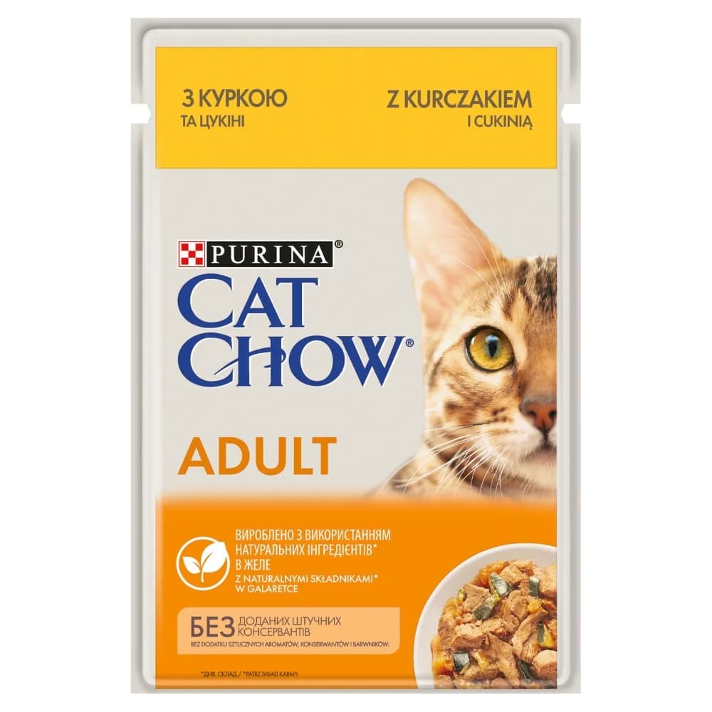 Purina CAT CHOW Adult - mokra karma z kurczakiem i cukinią w galaretce 85 g