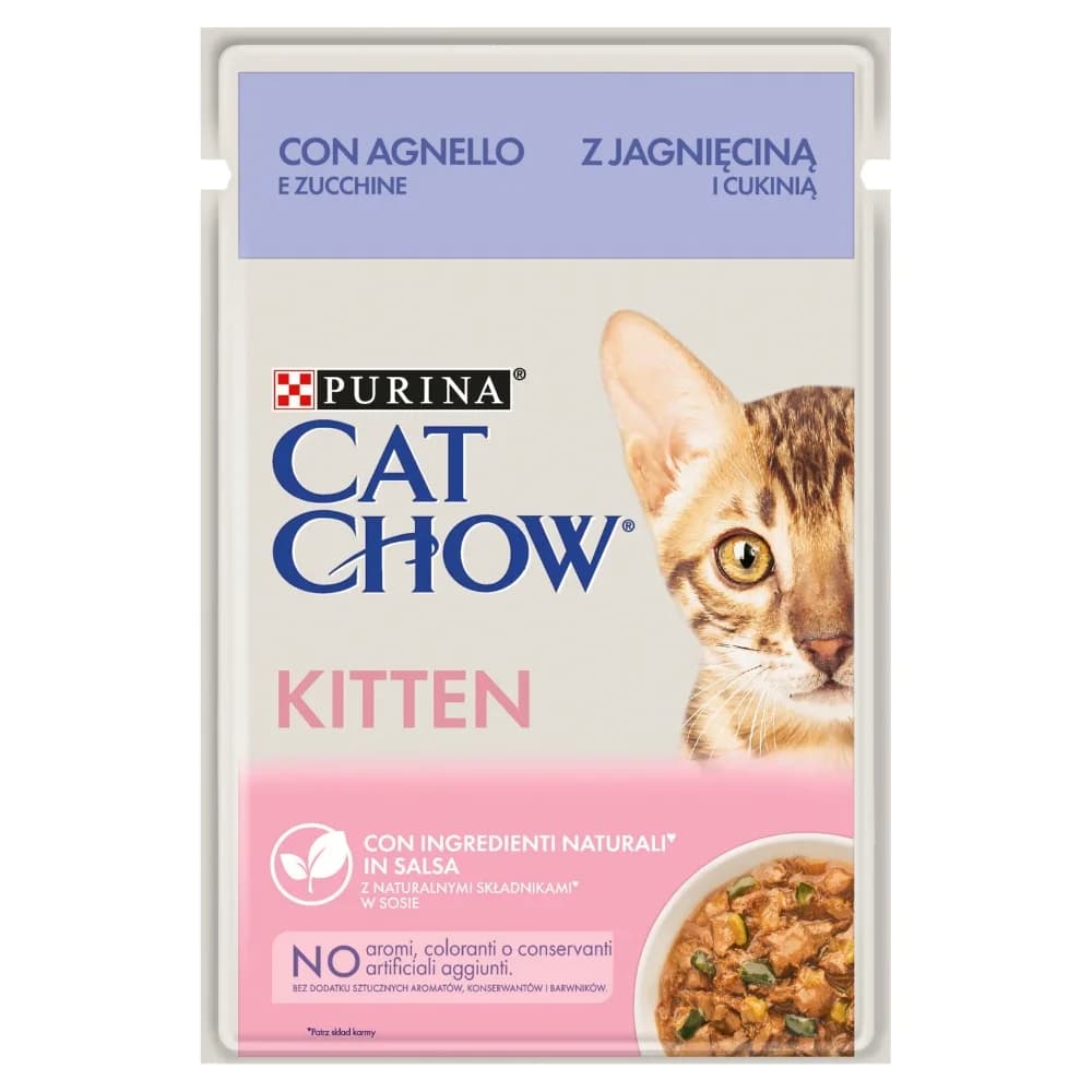 Purina CAT CHOW Kitten - mokra karma z jagnięciną i cukinią w sosie 85 g