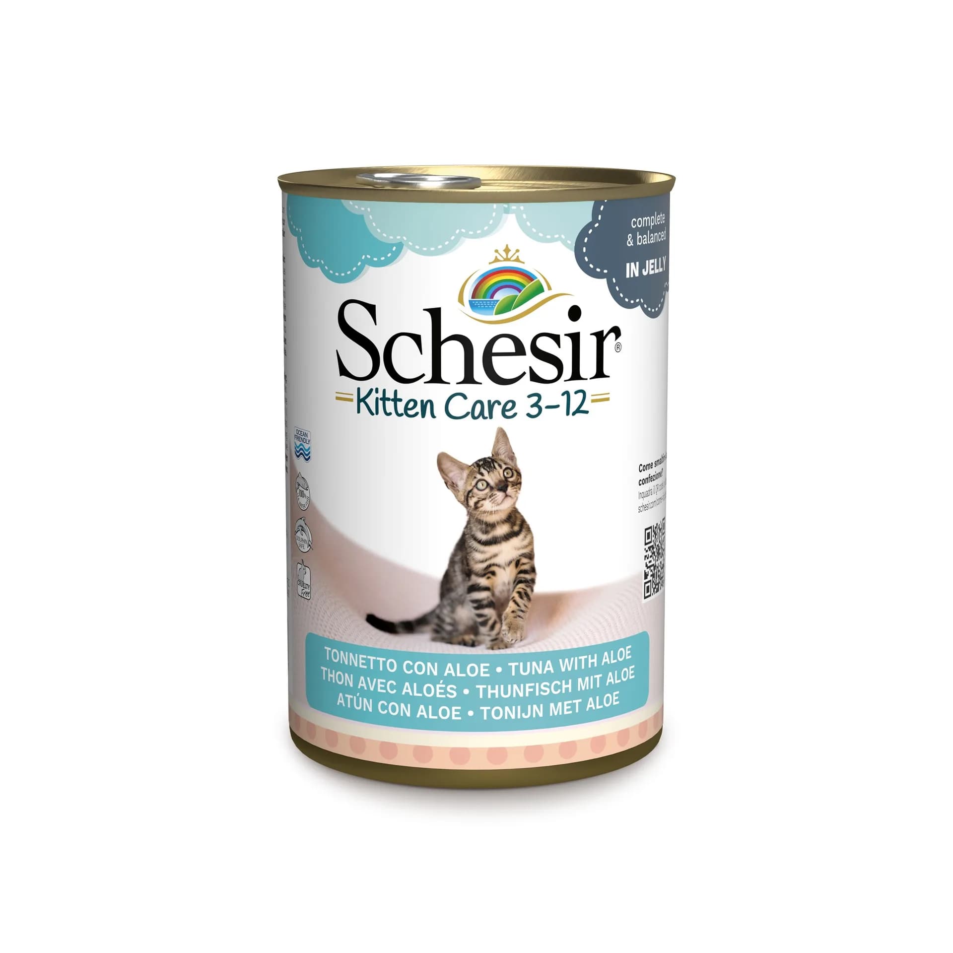 Schesir Kitten Care 3-12 karma mokra dla kociąt tuńczyk z aloesem 140 g