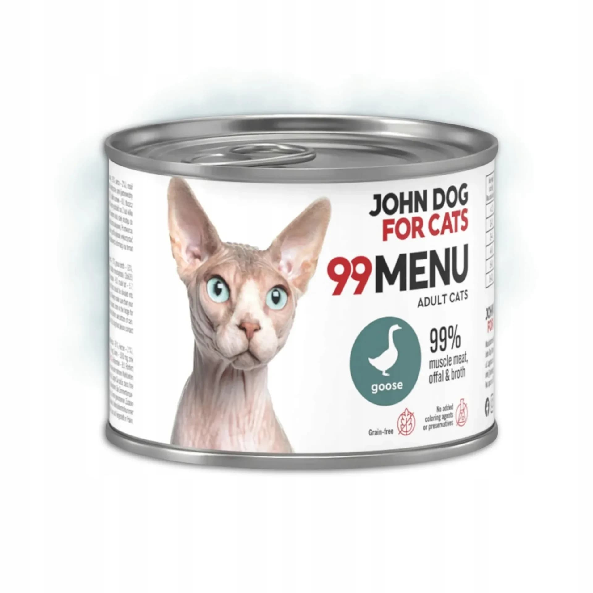 John Dog for Cats 99 MENU karma mokra z kurczakiem i gęsią dla dorosłych kotów 200 g