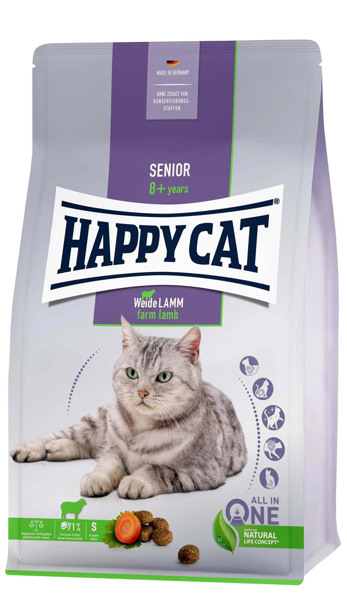 Happy Cat Senior Farm Lamb sucha karma dla kotów pow. 8 roku życia jagnięcina