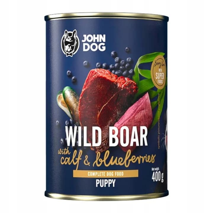 John Dog Berry karma mokra dla szczeniąt z dzikiem, cielęciną i jagodami
