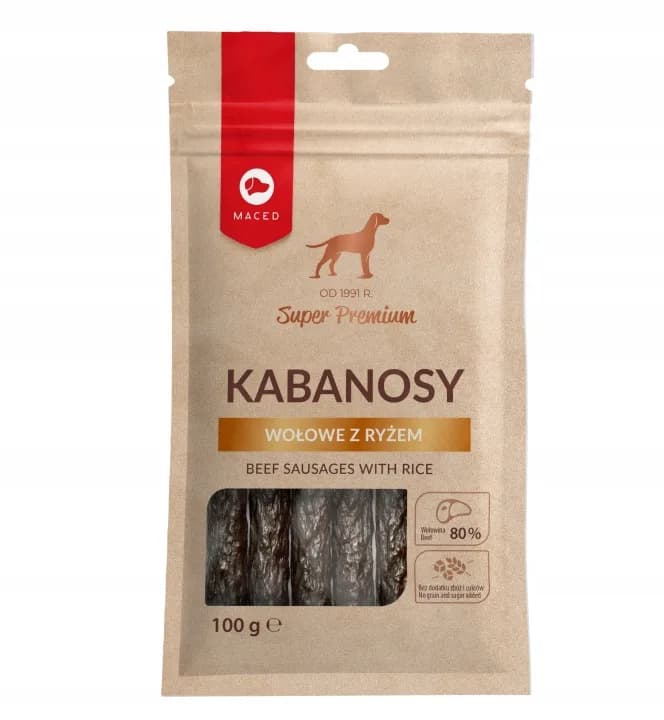 Przysmaki dla Psów Smakołyki Kabanosy Wołowe z Ryżem Smaczki 100 g