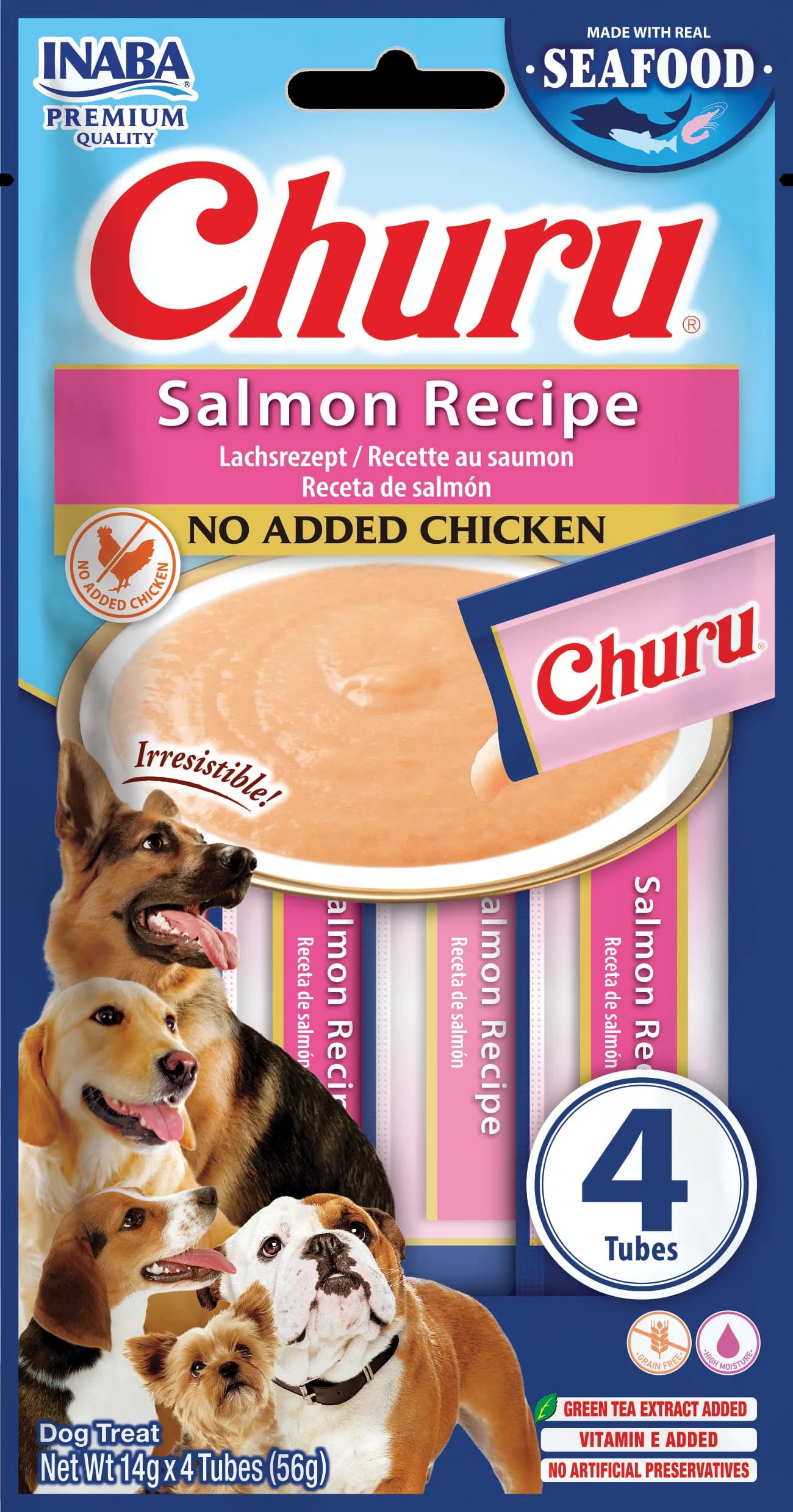 Inaba Dog Churu przysmak dla psa formuła z łososiem 4 × 14 g