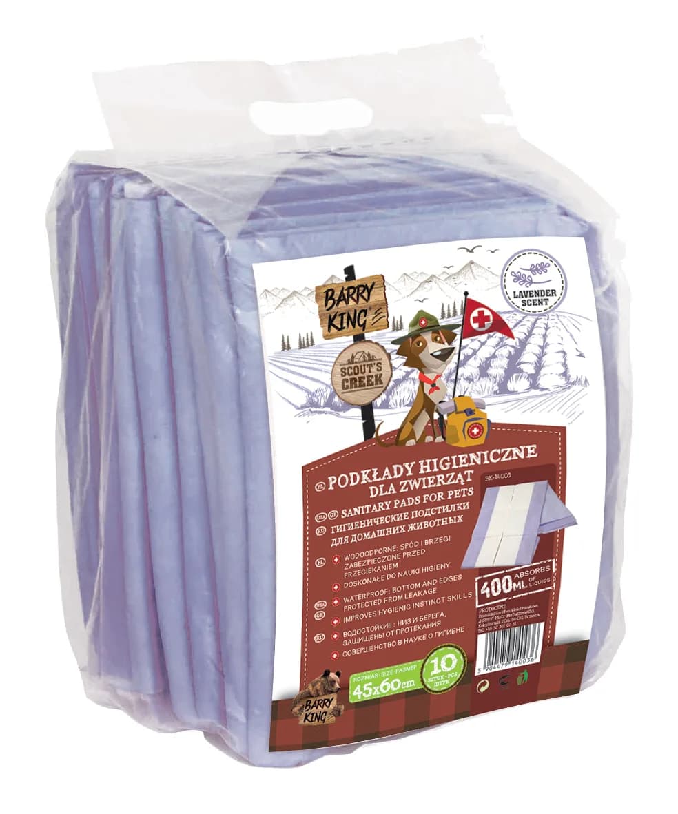 Barry King Podkłady higieniczne o zapachu lawendy fioletowe 45 × 60 cm 10 szt