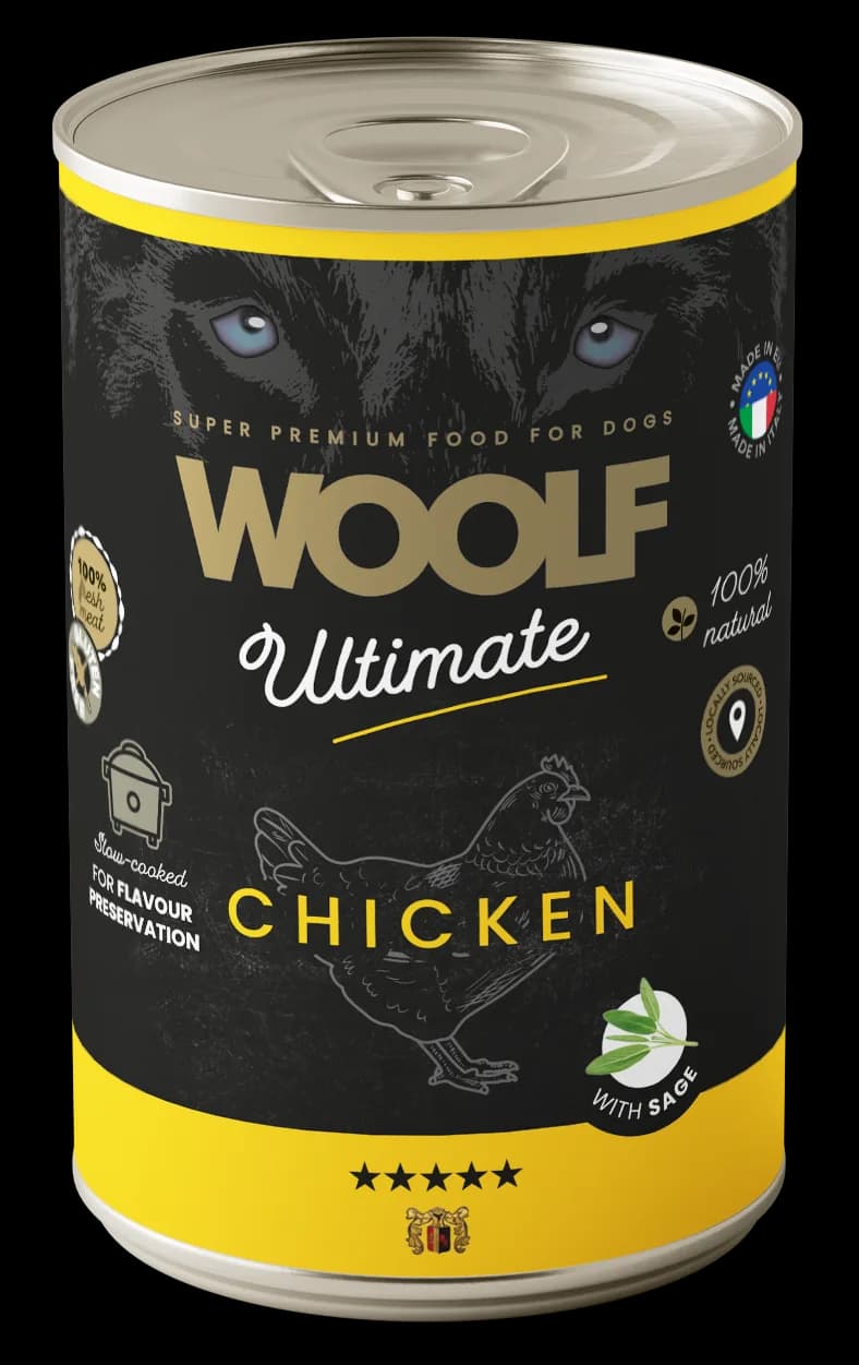 WOOLF ULTIMATE CHICKEN WITH SAGE Karma Wilgotna z Kurczakiem i Szałwią Dla Psów Dorosłych 400 g