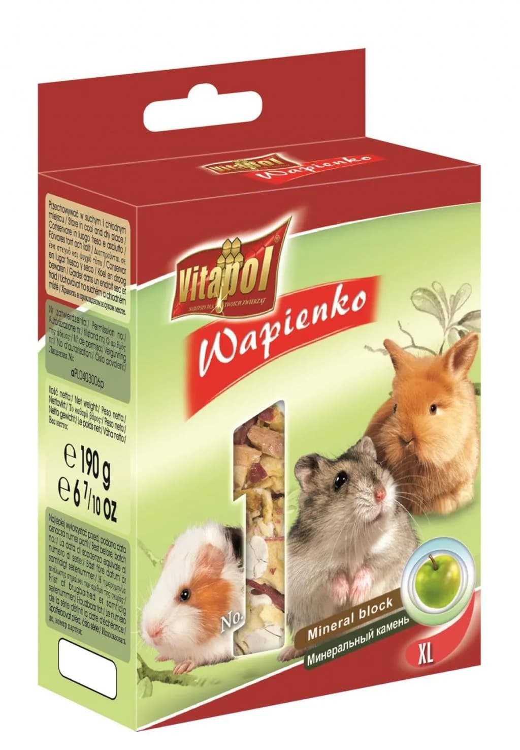 Vitapol Kostka wapienna XL owocowa lub warzywna dla gryzoni i królika - różne smaki Jabłko
