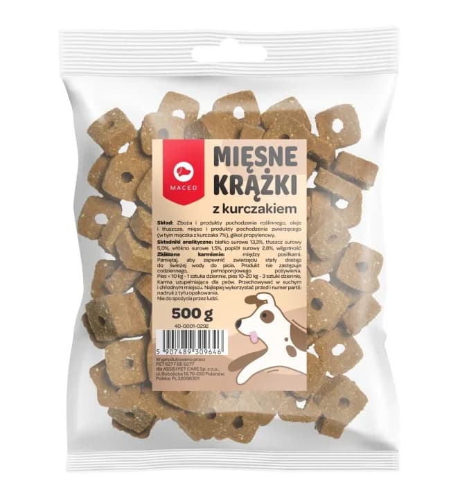 Przysmaki dla Psów Smakołyki Mięsne Krążki z Kurczakiem Maced Smaczki 500 g