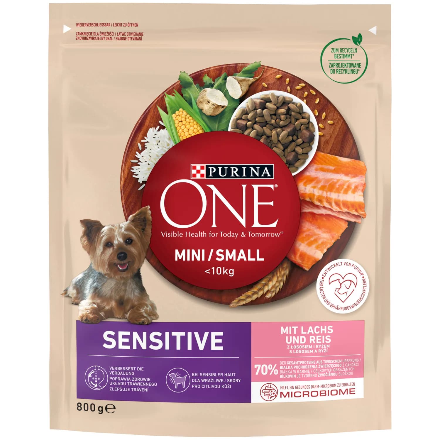PURINA ONE Mini Delicate Karma dla psów z łososiem i ryżem 800 g