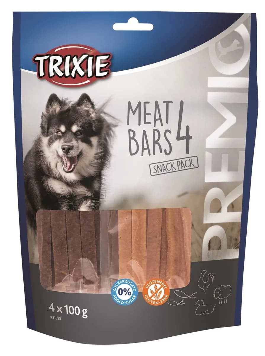 Trixie, Przysmaki Premio dla psa 4 Meat Bars, Kurczak, Kaczka, Jagnięcina, Łosoś, 4 × 100 g