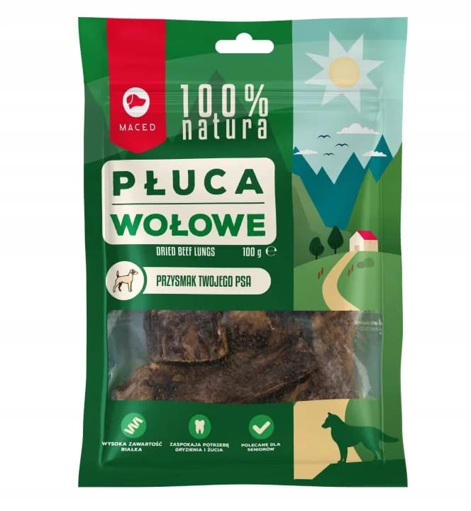 Naturalny Przysmak dla Psa Płuca Wołowe Maced 100% NATURA 100 g