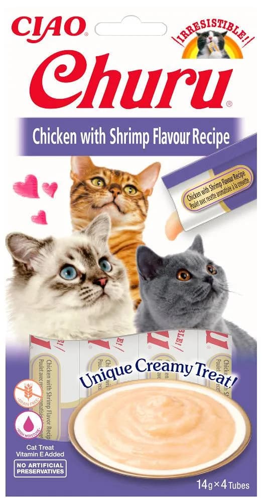 INABA CAT CHURU CHICKEN WITH SHRIMP 4 × 14 g (56 g)