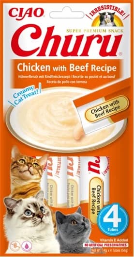 INABA CAT CHURU CHICKEN WITH BEEF 4 × 14 g