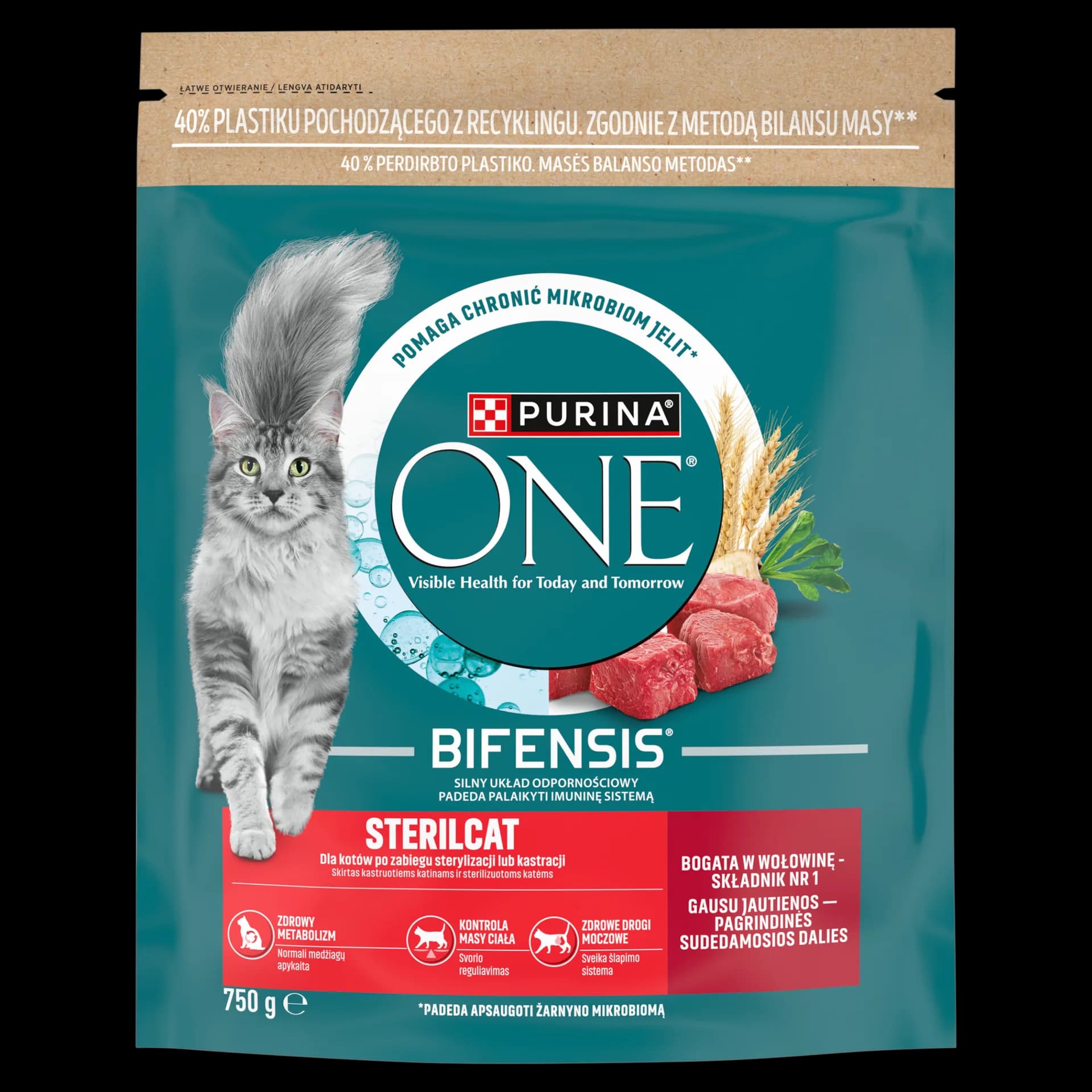 Purina ONE Sterilcat karma sucha z wołowiną dla kotów po sterylizacji 750 g
