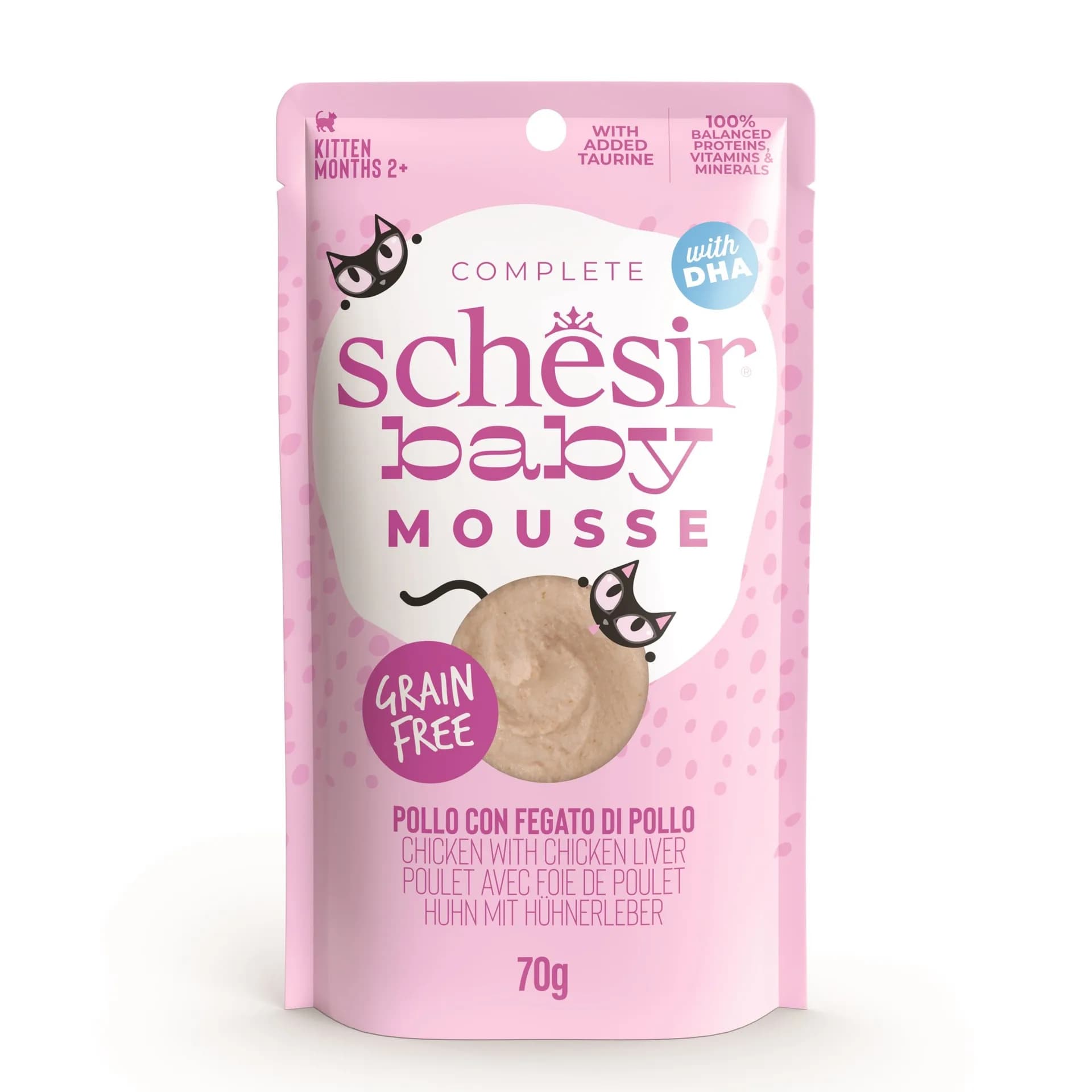 Schesir Baby Mousse karma mokra dla kociąt kurczak z wątróbką 70 g