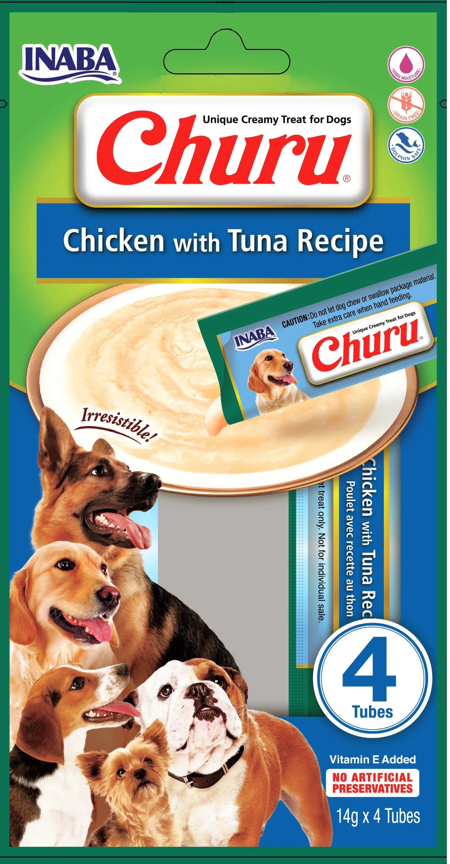 INABA DOG CHURU 4P CHICKEN WITH TUNA 4 × 14 g