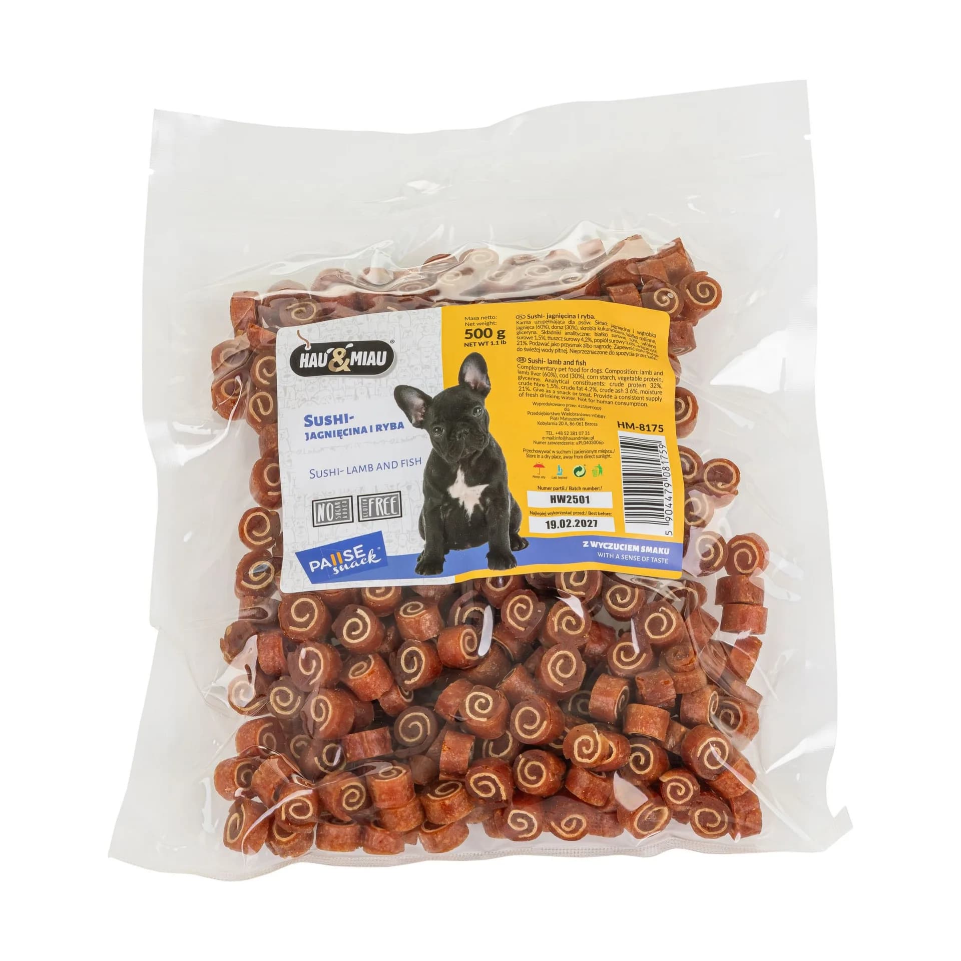 Hau&Miau Pausesnack przysmak dla psa sushi jagnięcina i ryba 500 g