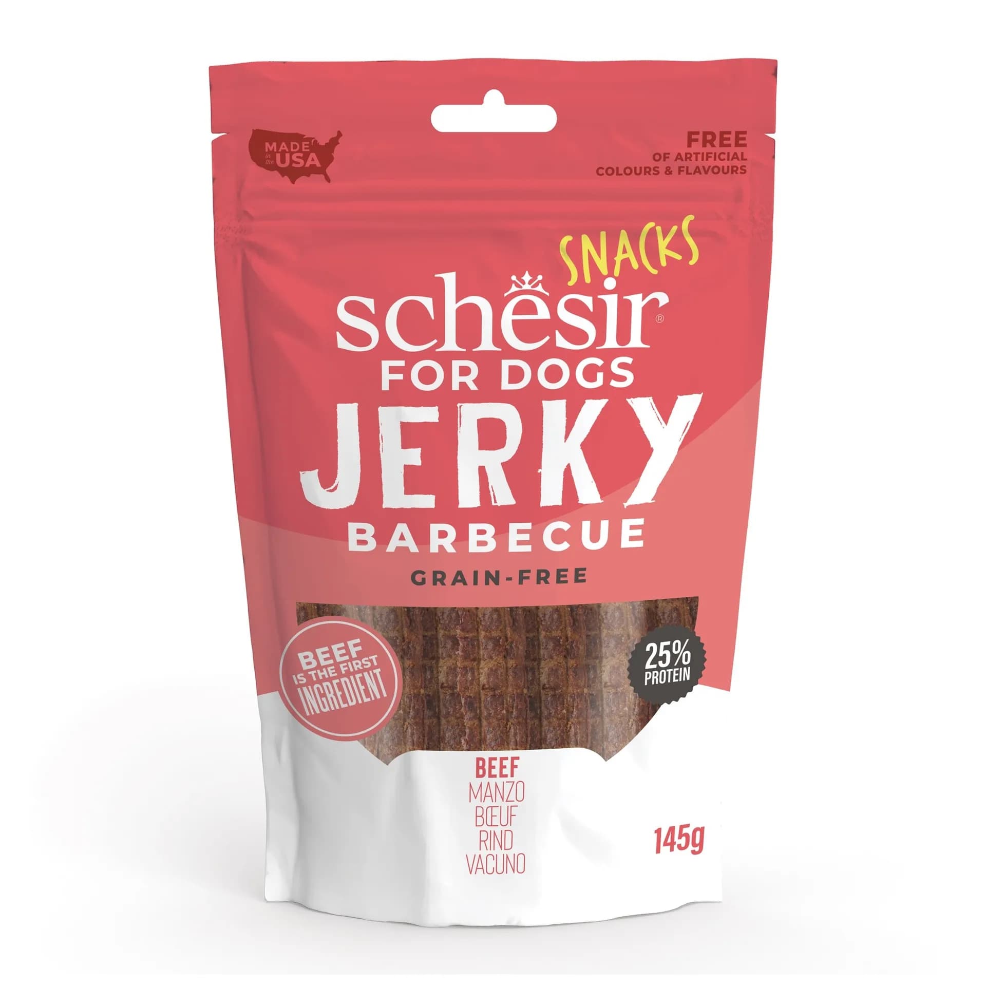 Schesir Jerky przysmak dla psa suszona wołowina BBQ 145 g