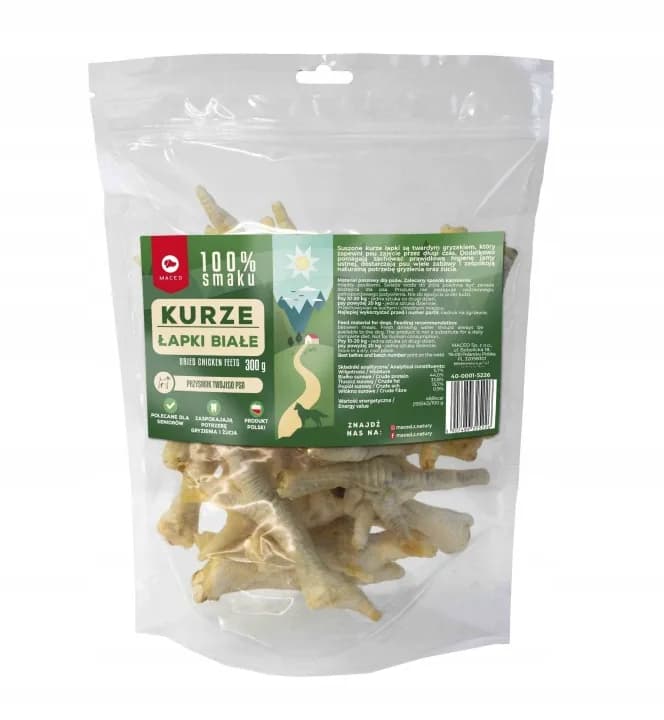 Maced Kurze Łapki Białe Naturalny Przysmak dla Psów 300 g