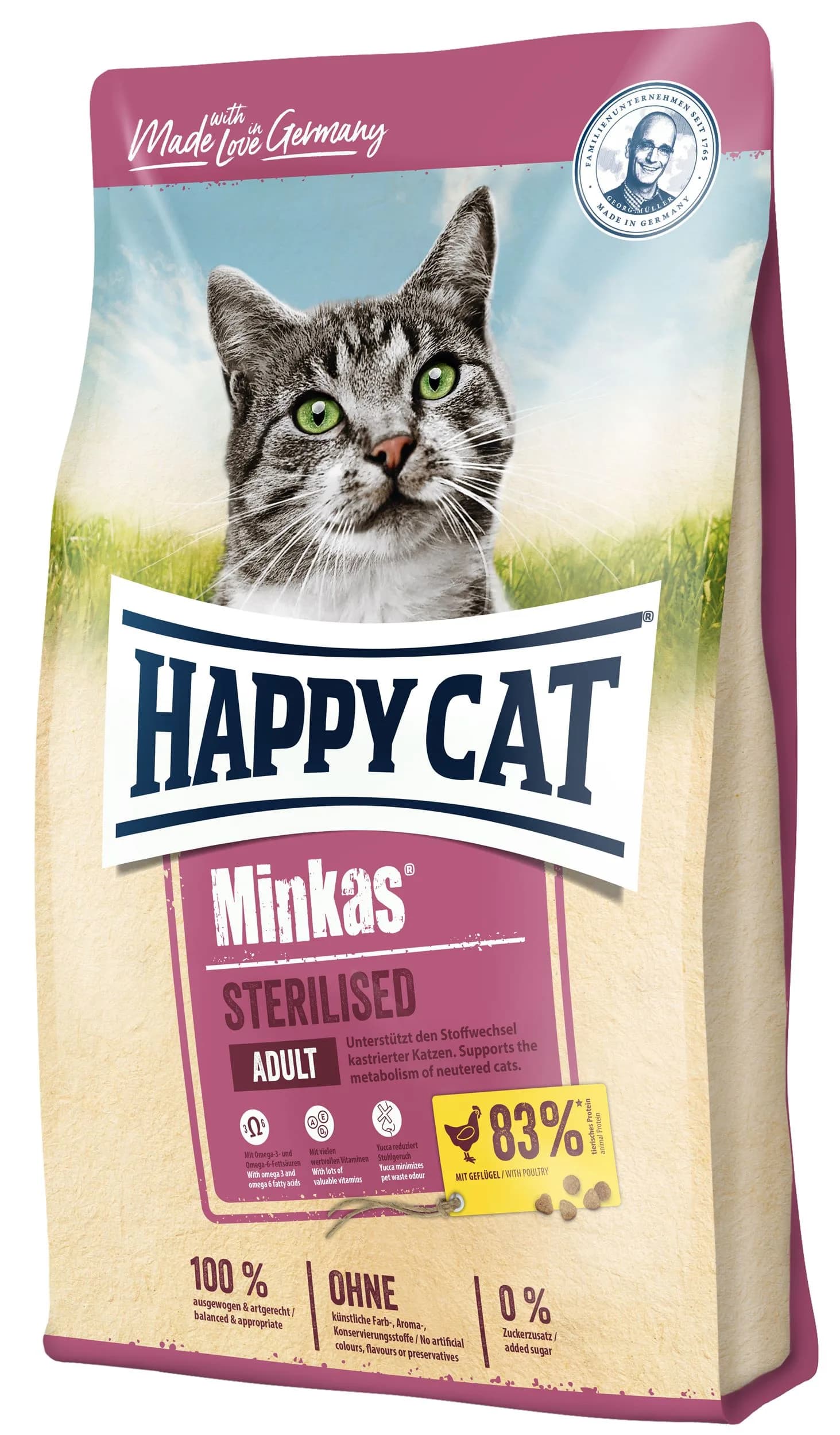 Happy Cat MINKAS STERILISED DRÓB sucha karma dla kota