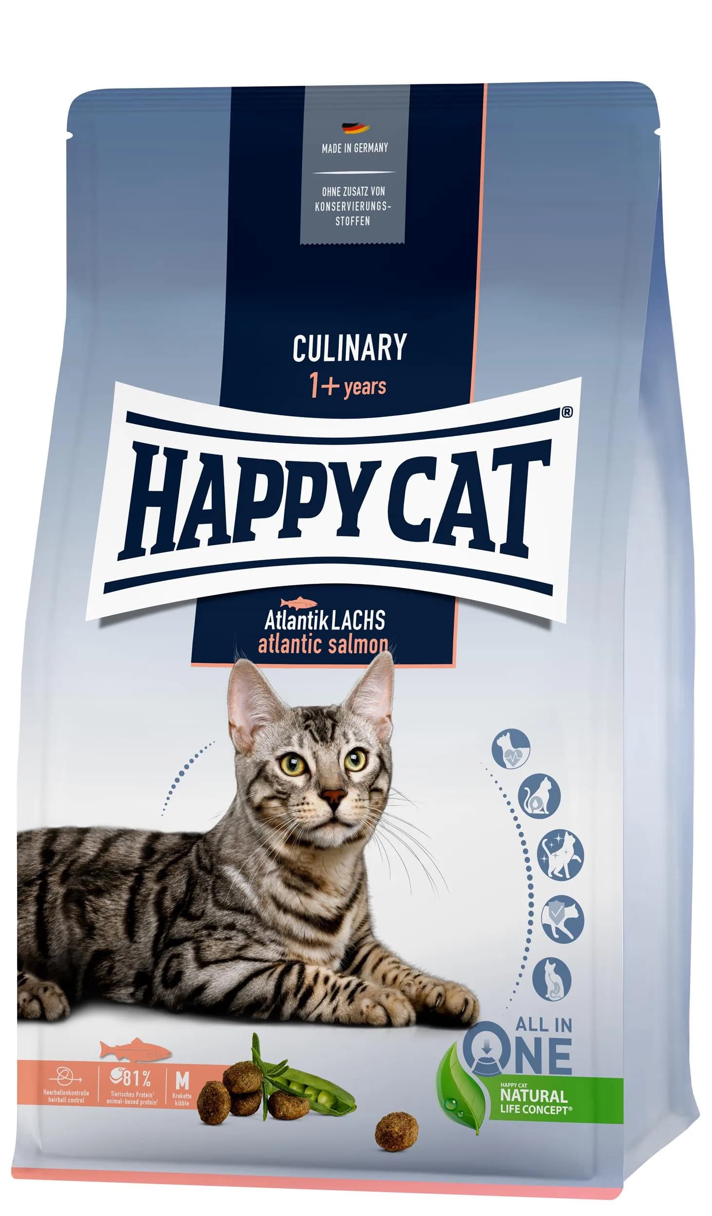 HappyCat Culinary Atlantic Salmon, sucha karma, dla kotów łosoś atlantycki