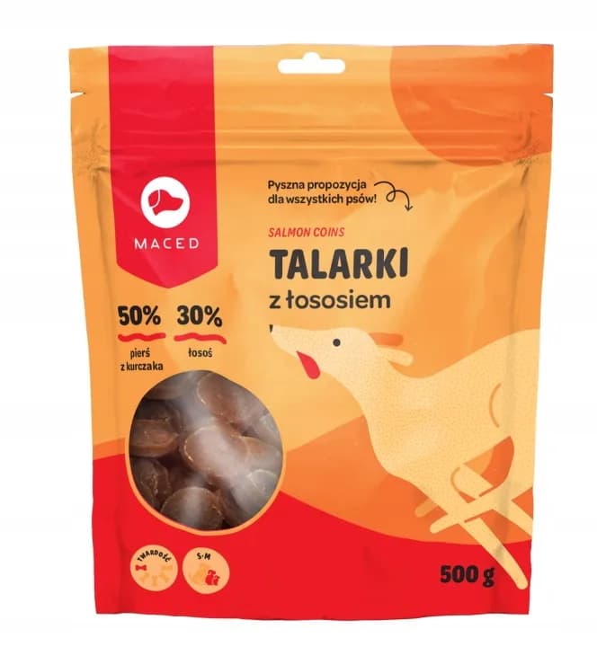 Przysmaki dla Psa Psów Maced Smakołyki Talarki z Łososiem Smakołyki 500 g