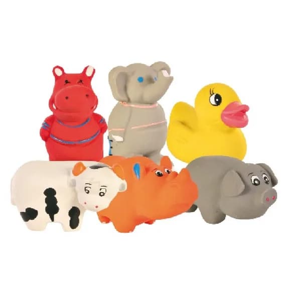 Zestaw lateksowych piszczących małych zwierząt z ZOO - gryzak - 9 cm