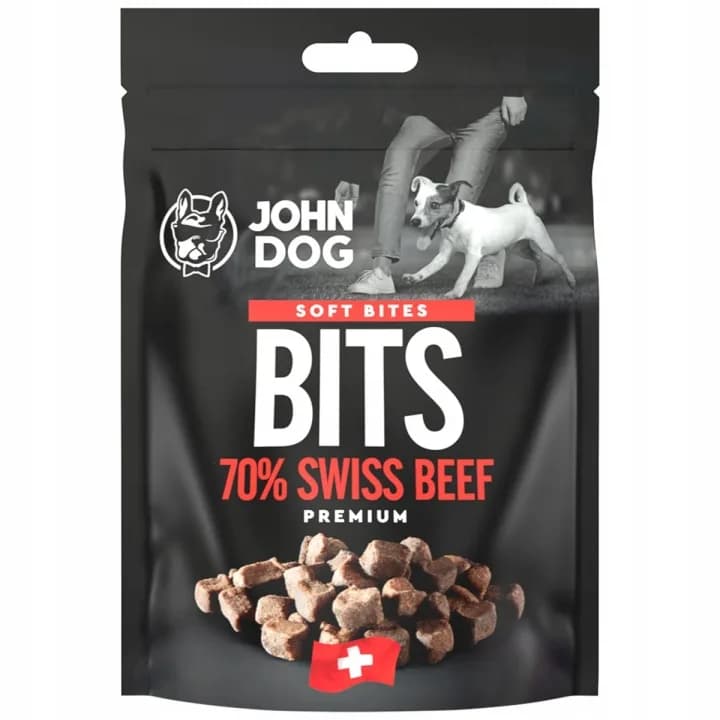 SMAKOŁYKI John Dog SOFT BITES Chapsy z wołowiny szwajcarskiej 70% 100 g / BITS 70% BEEF 100 g