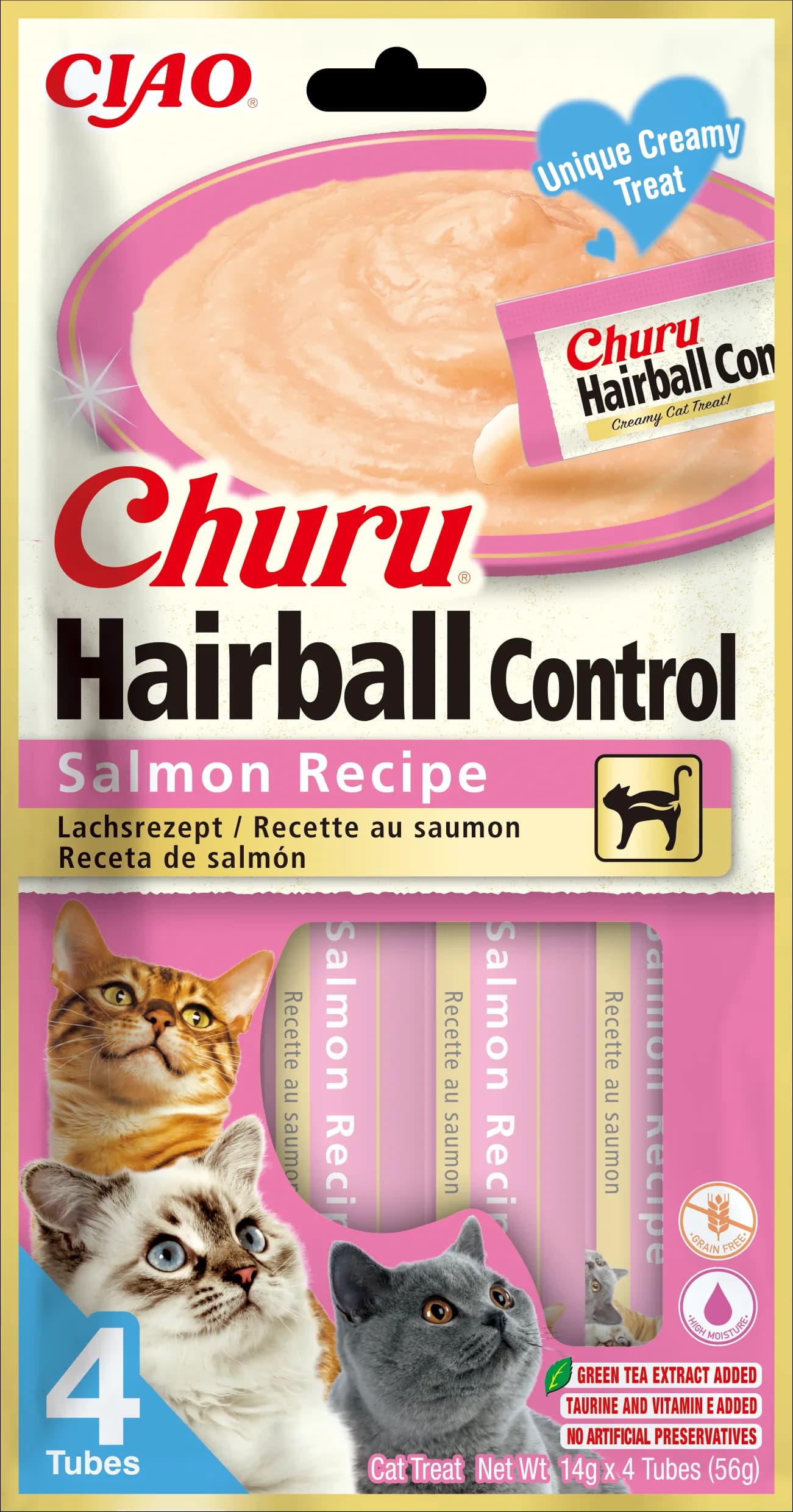 Inaba Cat Churu Hairball Salmon Recipe 4 × 14 g (56 g)