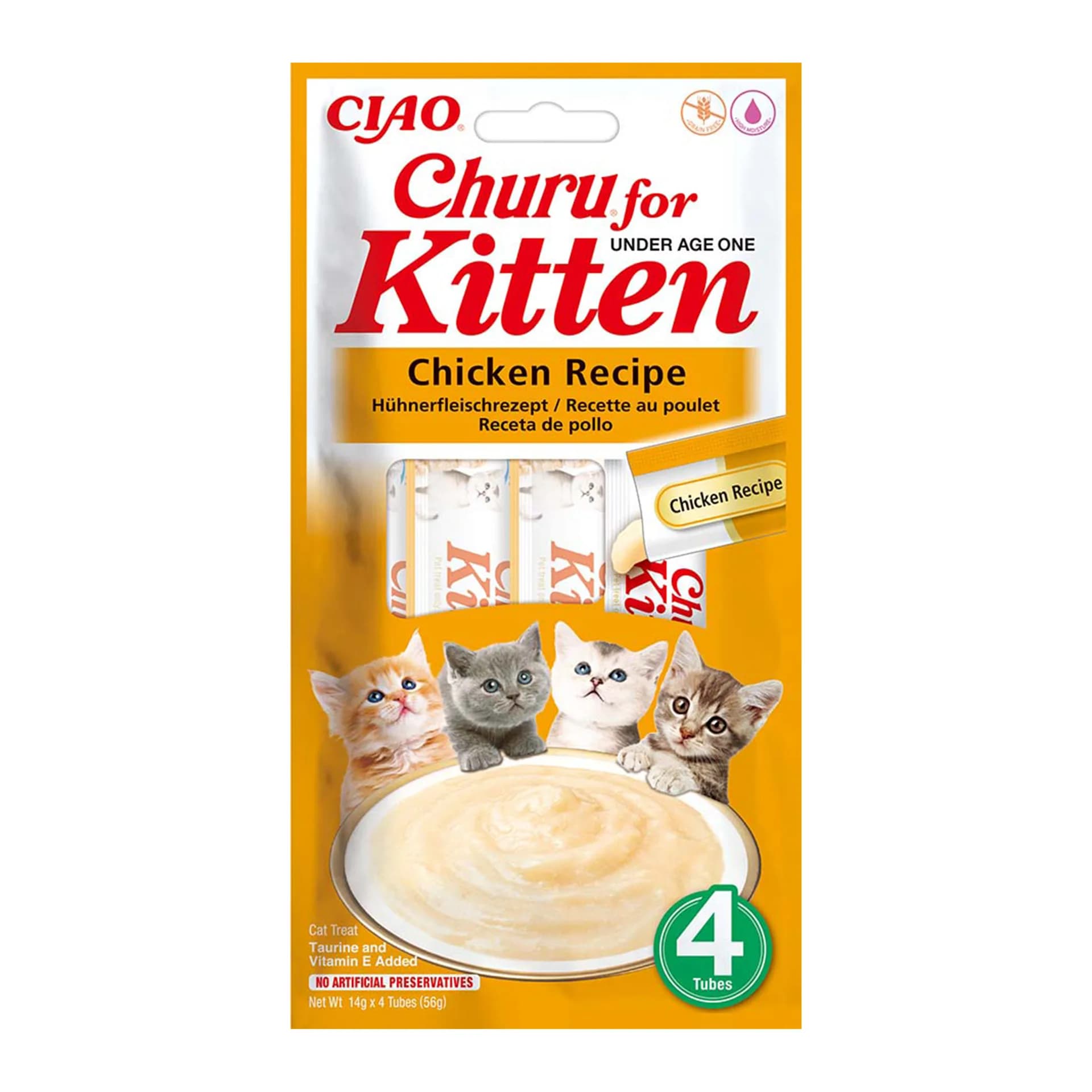 INABA CAT CHURU KITTEN CHICKEN 4 × 14 g