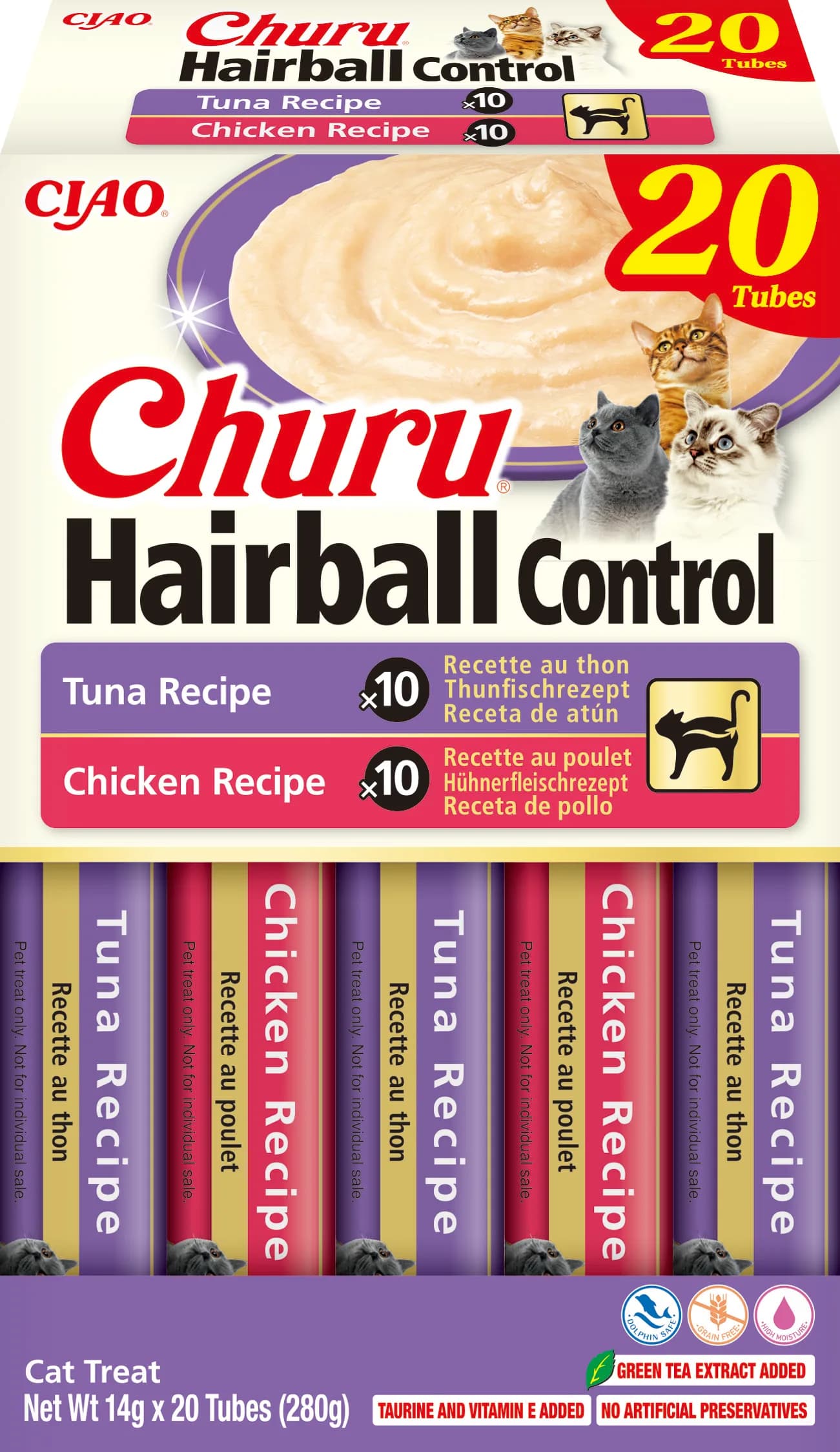 INABA CHURU HAIRBALL dla Kota – Tuńczyk i Kurczak 20 × 14 g