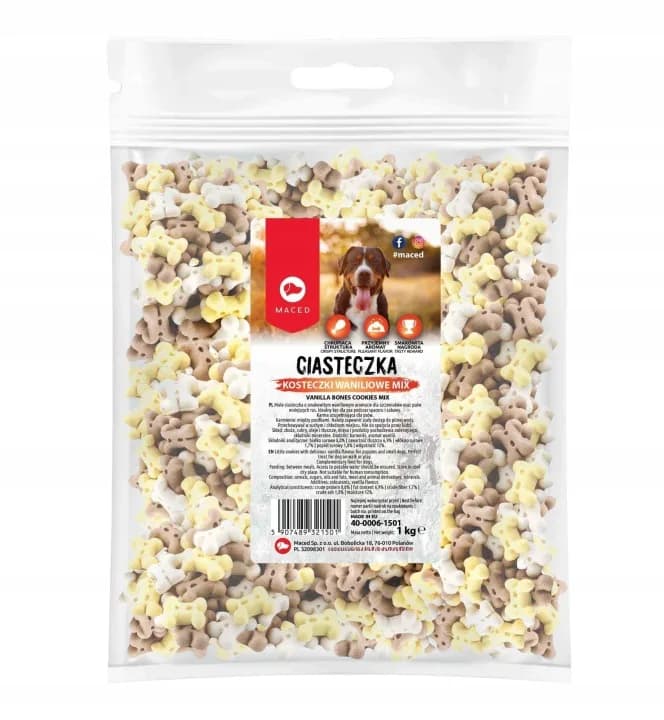 Przysmaki Ciastka dla Psa Maced Waniliowe Kosteczki Smakołyki mix 1 kg
