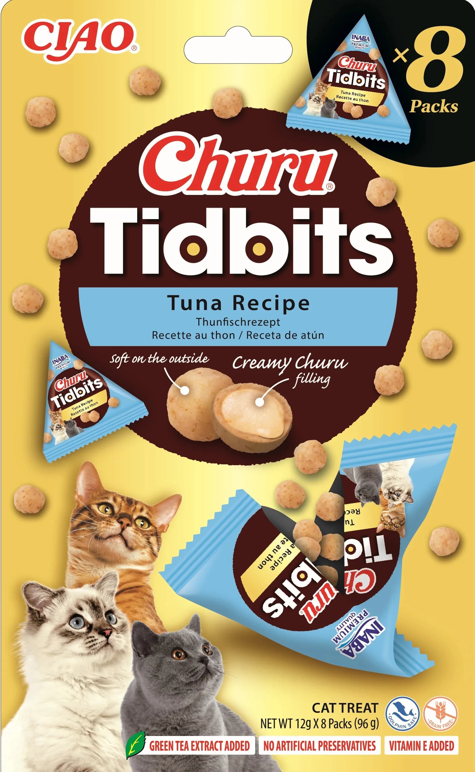Inaba Churu Tidbits 8P Uzupełniająca karma dla kotów formuła z tuńczykiem 8 × 12 g